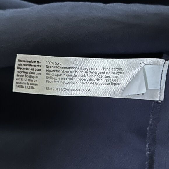 Eileen Fisher Silk Tunic Top Size XS Navy Blue Sleeveless Long Tank System - Picture 5 of 7